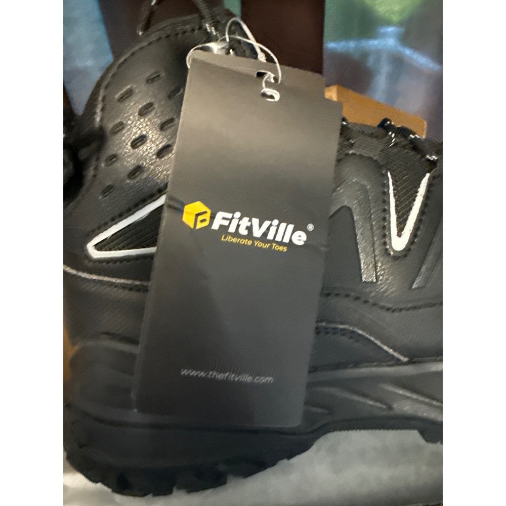 FitVille Rugged Core Hiking Boots Mens 11.5EW Black Wide Toe Trail Shoes NEW - Picture 3 of 6